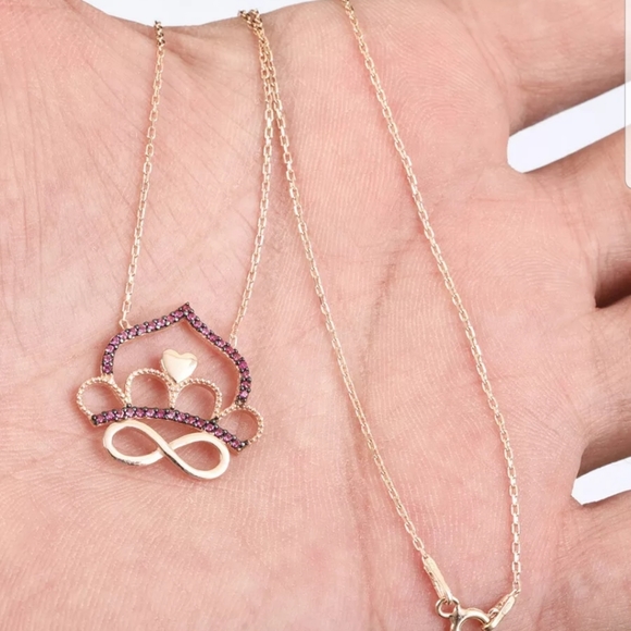 Infinite love lotus ruby necklace 16" - Picture 2 of 4